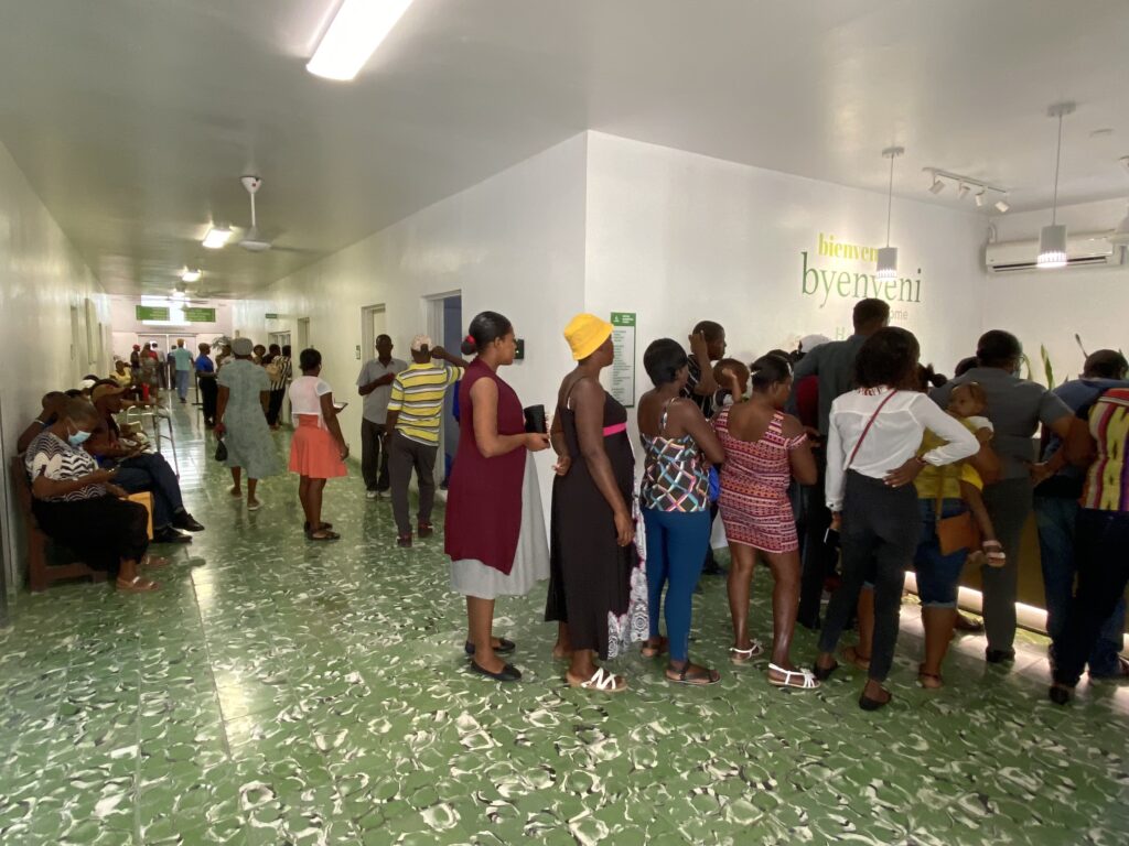 Hallways are bustling as patients register for clinic