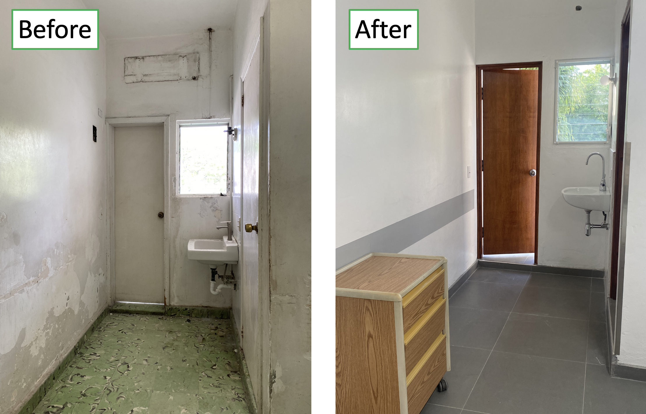 before and after of the hallway